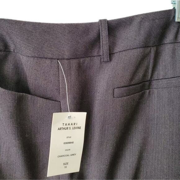 Tahari Women Suit Dress Pant Gray 16 Stretch Straight Leg Career Modern Neutral - Picture 3 of 15